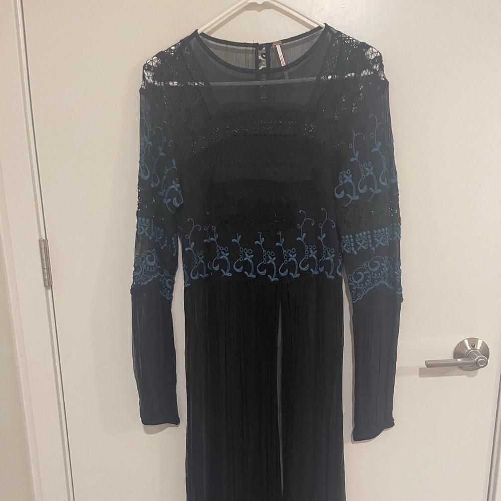 Size Small Black Free People Sheer Midi Dress
